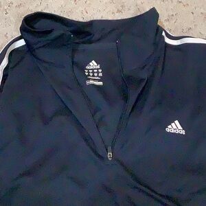 Navy Blue and White, 3/4 Zip Adidas Pullover shirt